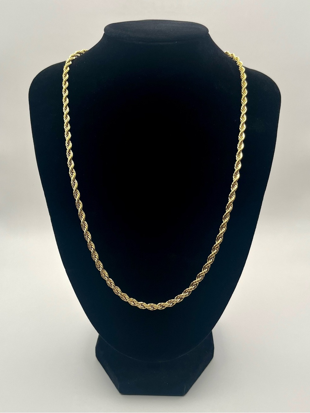 18K Gold PVD Plated 4mm Rope Chain 22” Stainless Steel Necklace